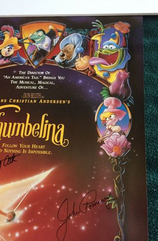 Thumbelina Mini Movie Poster 4x Signed Don Bluth Goldman Pomeroy Cook Rare 6