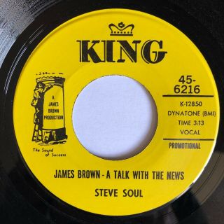 Rare 69 Funk Soul King Promo 45 Steve Soul James Brown - A Talk With The News Nm