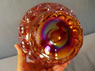Rare L.  E.  Smith Red Carnival Glass Moon & Stars Footed Bowl Compote Candy Dish 4