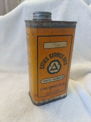 Rare Cities Service Oil Can 1/4 Gallon Motor Oil 1920s Metal Quart