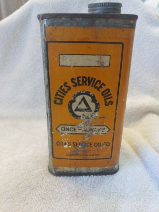 RARE Cities Service Oil Can 1/4 Gallon Motor Oil 1920s Metal Quart 2