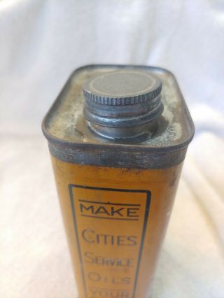 RARE Cities Service Oil Can 1/4 Gallon Motor Oil 1920s Metal Quart 6