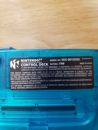N64/Nintendo 64 System Ice Blue Funtastic Console Rare 2