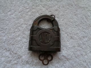 Rare Vintage Bronze Padlock With Key Anglo American Lock Co Willenhall