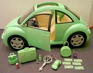 Barbie Volkswagen Beetle Vw Bug Car Rare Color Lime Green Vtg 2000 Mattel
