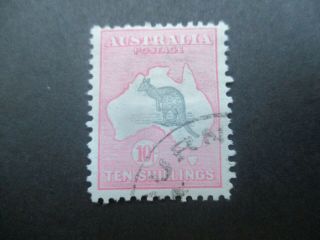 Kangaroo Stamps: 10/ - Pink 1st Watermark Cto Melbourne Cancel - Rare (-)