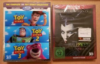 Toy Story 1 2 3 Box Set 3d Blu - Ray,  Maleficent 3d W/ Rare Slipcover Region Abc