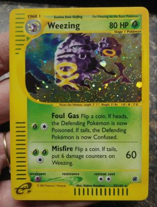 Old Vintage Pokemon Card E Reader Expedition Rare Holo Weezing 32/165 M