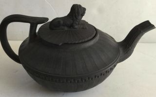 18c English Black Basalt Teapot Lion Finial Rare Early John Turner Wedgewood