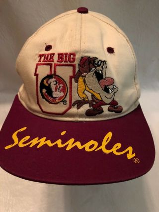 Vtg.  Florida State Seminoles Hat With Taz Fsu Full Spell Out Snapback Cap,  Rare