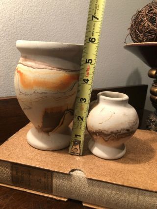 2 Rare Nemadji Pottery Vases Great Marbling Swirls American Indian USA 8