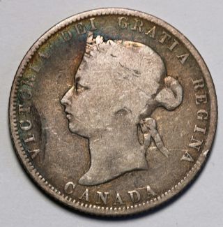 1872 H Canada 25 Cents Km 5 Silver Coin Rare