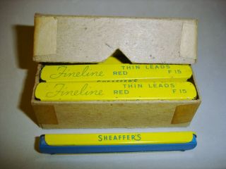 Vintage Sheaffer Fineline Thin Pencil Lead Tins Full Box of 12 Tins Rare Red EX, 3