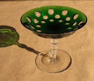 Godinger Green Bubbles Compote Candy Dish Emerald Is A Very Rare Color Pristine
