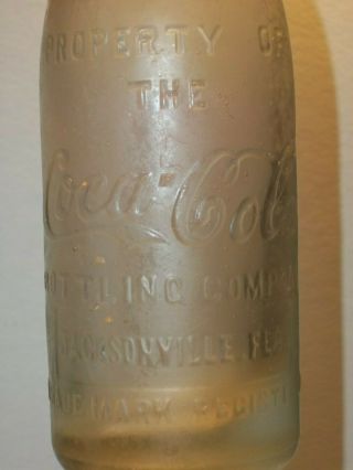 Early Coca - Cola Straight Side Bottle Jacksonville,  Fla Bottling Clear Coke Rare