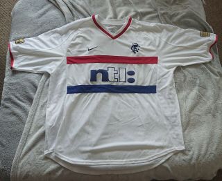 Rangers 2000 2001 Away Shirt Rare White Nike Ntl Xl