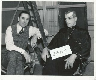 Boris Karloff Bela Lugoisi 10x8 Bfi Archive Print On Set Shot Rare