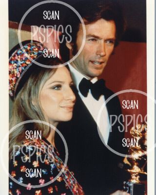 Barbra Streisand & Clint Eastwood - Rare 1972 Color Photo @ Golden Globes