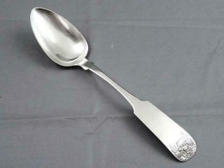 Rare Antique Basket Of Flowers Coin Silver Spoon By Benedict & Scudder Ca 1830