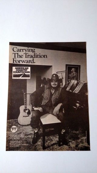 Hank Williams Jr.  " Carrying The Tradition " Rare Print Promo Poster Ad