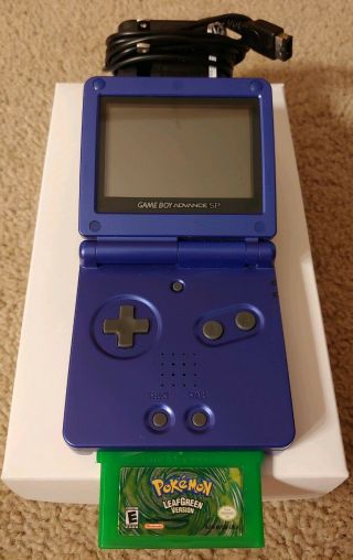Nintendo Gameboy Advance Sp Cobalt Blue Handheld Pokemon Leaf Green Rare