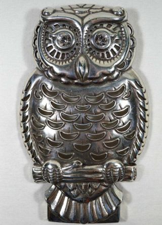 Brighton Silver Tone Owl Bird Jewelry / Ear Ring Stand Holder Rare