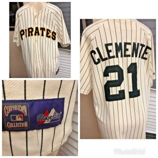 Vtg Pittsburgh Pirates Roberto Clemente Cooperstown Baseball Jersey Xlarge Rare