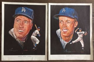 1962 Los Angeles Dodgers Portraits Edwin " Duke " Snider & Maury Wills Union Rare