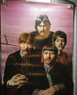 Rare Vintage Pink Beatles Poster Printed In Italy 39.  5 " By 27 "