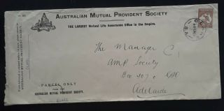Rare 1930 Australia 6d Chestnut Kangaroo Stamp On Large Insurance Cover Clare Sa