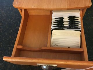 Rolodex Office Wooden Desk Top Organizer Wood Table Top Drawer File Rare VTG 3