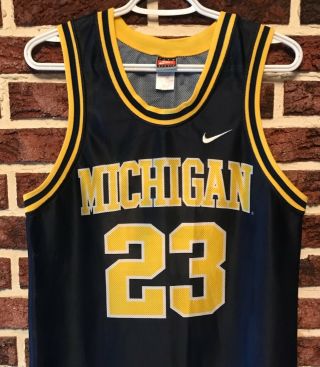 Vtg Nike Team University Of Michigan 23 Jersey Men (s) Basketball Rare Og Euc,