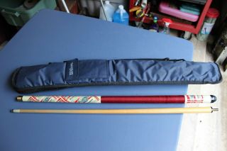 Vintage 1988 Budweiser Pool Cue Stick 2 Piece Rare & Padded Carry Case