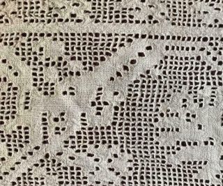 Rare Fragment1 6th/17th Century Italian Linen Cutwork Drawn Thread Lace 345
