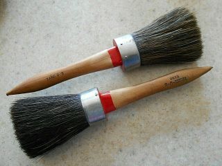 5 Rare oversize Vintage Horsehair and Bristle paint and stencil brushes 5