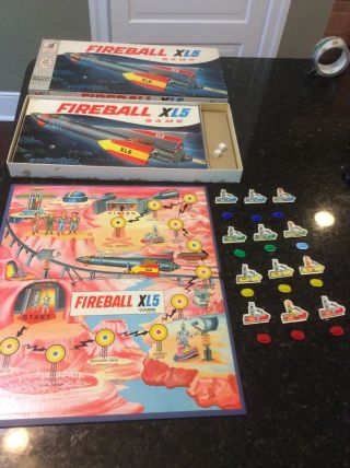 Rare,  1964 Milton Bradley Fireball Xl5 Board Game,