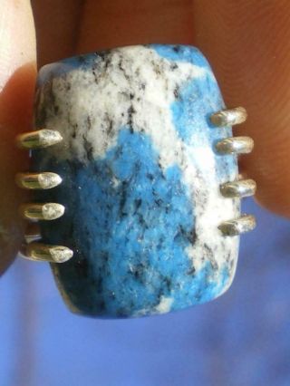 Rare Precious Blue Scorzalite Tuareg Silver Ring (niger) 35 Cts