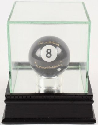 Rare Willie Mosconi Signed 8 Pool Ball With High - Quality Display Case (psa)