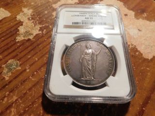 1848 M Italy Lombardy 5 Lire Ngc Au55 Krause Price Xf $225 Ms $375 Rare Coin