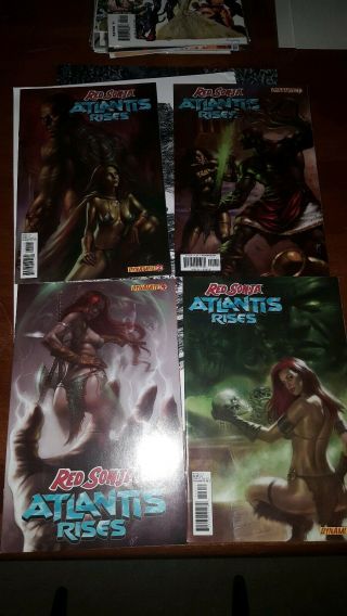 Red Sonja Atlantis Rises 1,  2,  3,  4 1 - 4 Parrillo Rare Sexy Variant Dynamite
