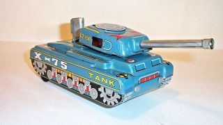 Rare 1950 " S Battery Operated X - 75 Target Tank Tin Litho Toy Japan A - 1 Co.