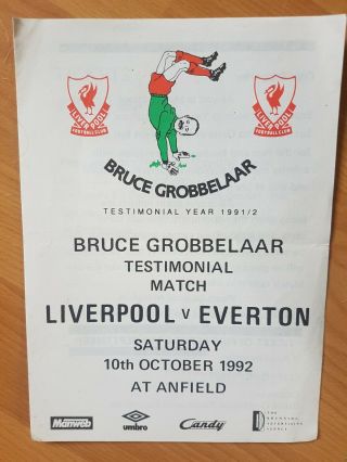 Bruce Grobbelaar Testimonial Match Ticket Flyer Rare Liverpool Fc 1991/92