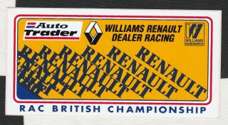 Williams Renault Dealer Racing Rac Btcc Period Sticker Autocollant Rare