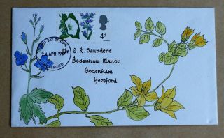 Wild Flowers 1967 Rare Hand Painted Fdc Hereford Handstamp
