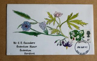 Wild Flowers 1967 Rare Hand Painted Fdc Hereford H/s