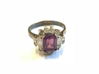 Rare Vintage Estate Find 14kt Ge Signed Purple Amethyst Ring Size 6