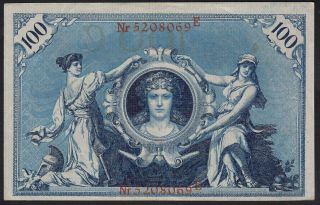 1908 100 Mark Germany Rare Old Vintage Paper Money Banknote Currency P 33a Aunc