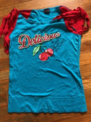 Rare Deanna Brooks Worn And Signed Softball Red And Blue Cherry T - Shirt