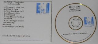 Ill Nino - Confession Instrumentals - 2003 U.  S.  Promo Cd Rare