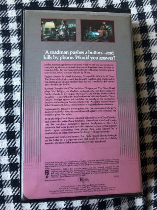 Murder By Phone Horror Slasher Big Box Slip rare OOP VHS MGM Clamshell Gore Cult 5